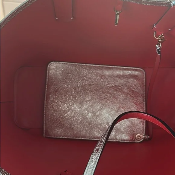 Christian Louboutin Shimmering Silver Tote with Red Lining - Picture 2 of 9
